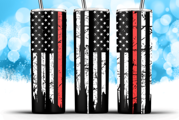 20oz Skinny Tumbler Flag Thin Red Line: Graphics & Crafts for Branding