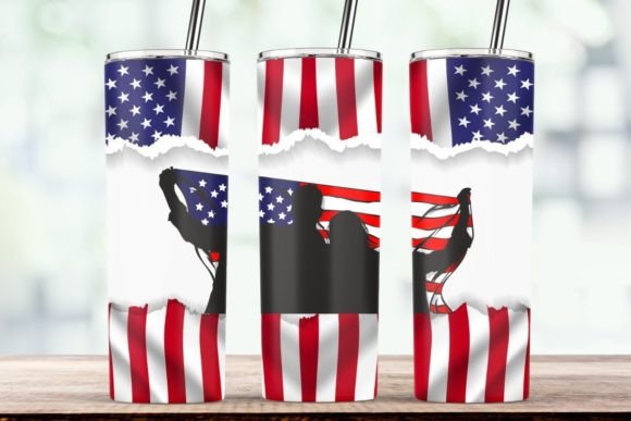 4th of July American Flag Tumbler Design