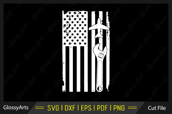 Airplane Mechanic American Flag Svg File: Graphics and Crafts