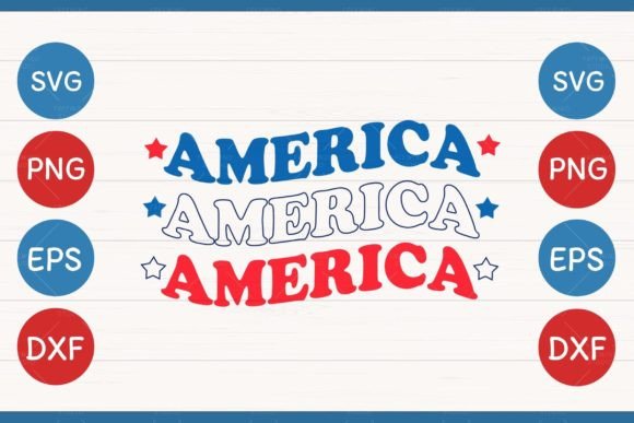 America Wave Flag 4th of July Family SVG