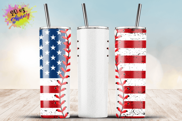 American Flag Baseball White Leather Graphics and Crafts