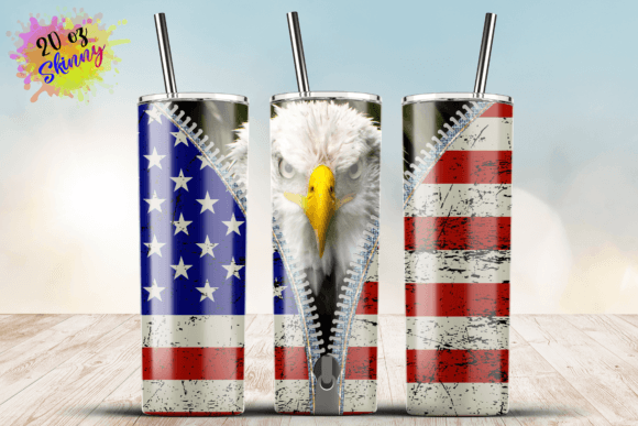 American Flag Eagle Zipper 20oz Wrap