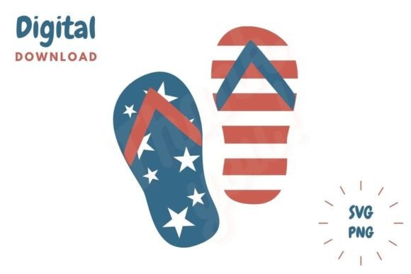 American Flag Flip Flops SVG PNG for Graphics and Crafts