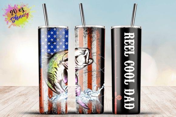 American Flag Reel Cool Dad Fishing 20oz