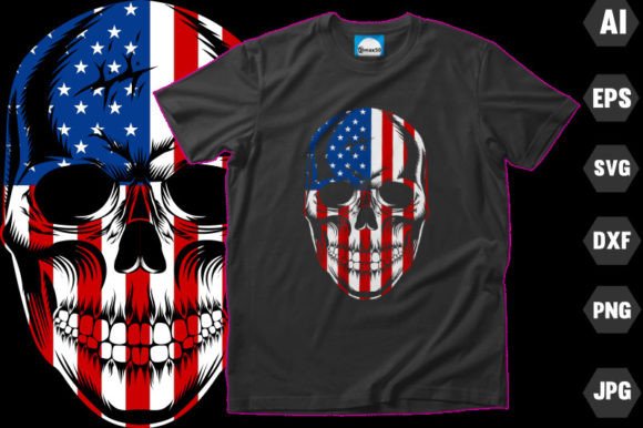 American Flag Skull Graphics for Crafts