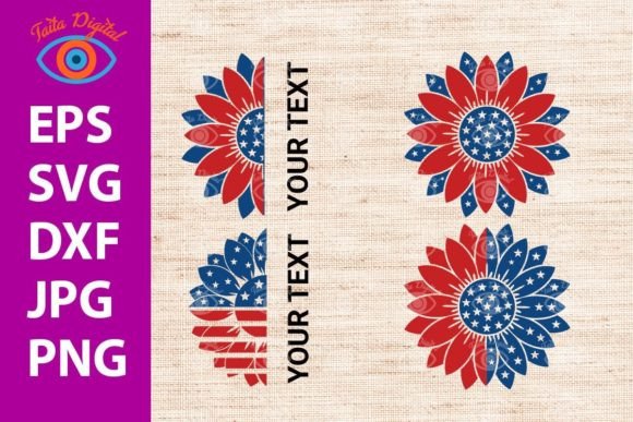 American Flag Sunflower Bundle: Graphics for Crafts & Small Business Branding