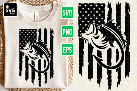 American Flag with Fish SVG: Graphics for Crafts