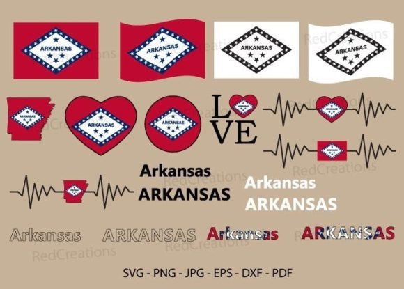 Arkansas State Flag Svg Bundle, Graphics & Crafts