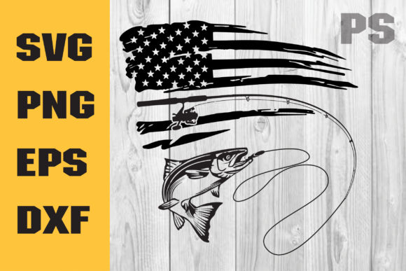 Fishing Distressed American Flag SVG Graphics