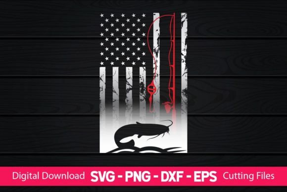 Fishing Rod American Flag Graphics and Crafts