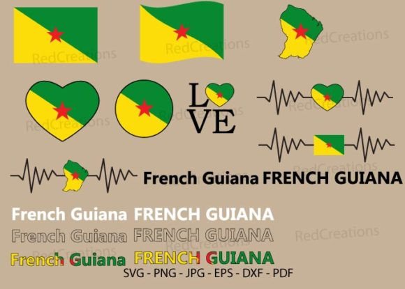 French Guiana Flag Svg Bundle, Love Graphics and Crafts