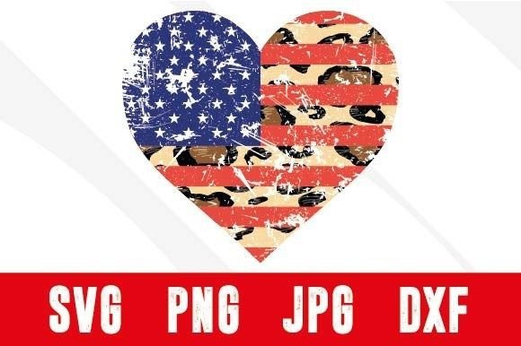Heart American Flag Leopard Print Svg Graphics