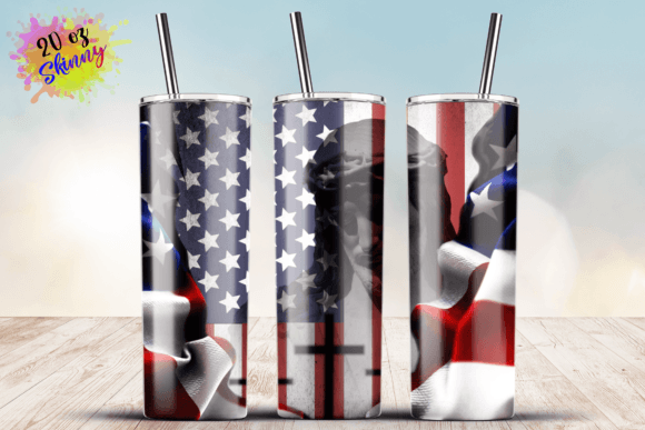Jesus American Flag for 20oz Skinny Wrap
