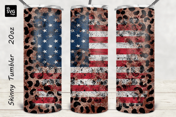 Leopard American Flag Tumbler Designs