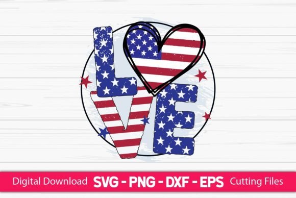 Love American Flag: Graphics for Crafts and Creative Marketing