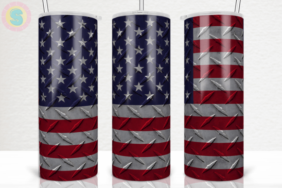 Metal American Flag 20Oz Tumbler Wrap: Graphics and Crafts