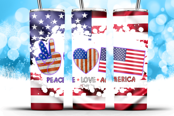 Peace Love American Flag 20oz Skinny: Graphics and Crafts in One