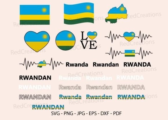 Rwanda Flag Bundle Svg, Rwandan, Love