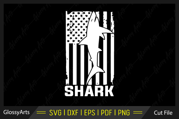 Shark American Flag Svg Printable File: Graphics & Crafts