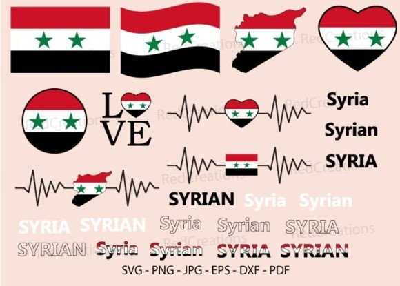 Syria National Flag Bundle Svg, Love Graphics