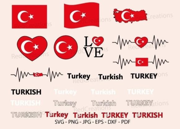 Turkey Flag, Love, Waving Bundle