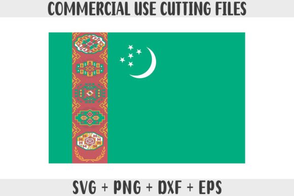 Turkmenistan Flag SVG Original Colors for Crafts and Graphics