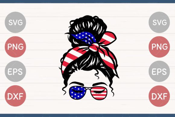 USA Mom American Flag Bun SVG 4th of Jul