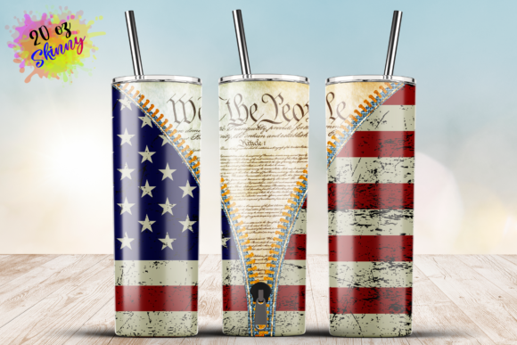 We the People Zipper USA Flag 20oz Wrap Graphics